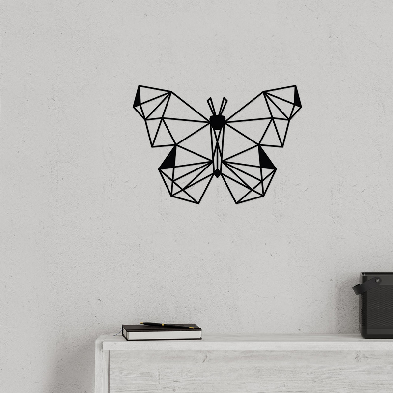 Διακοσμητικό τοίχου Butterfly Megapap μεταλλικό χρώμα μαύρο 50x2x35εκ.
