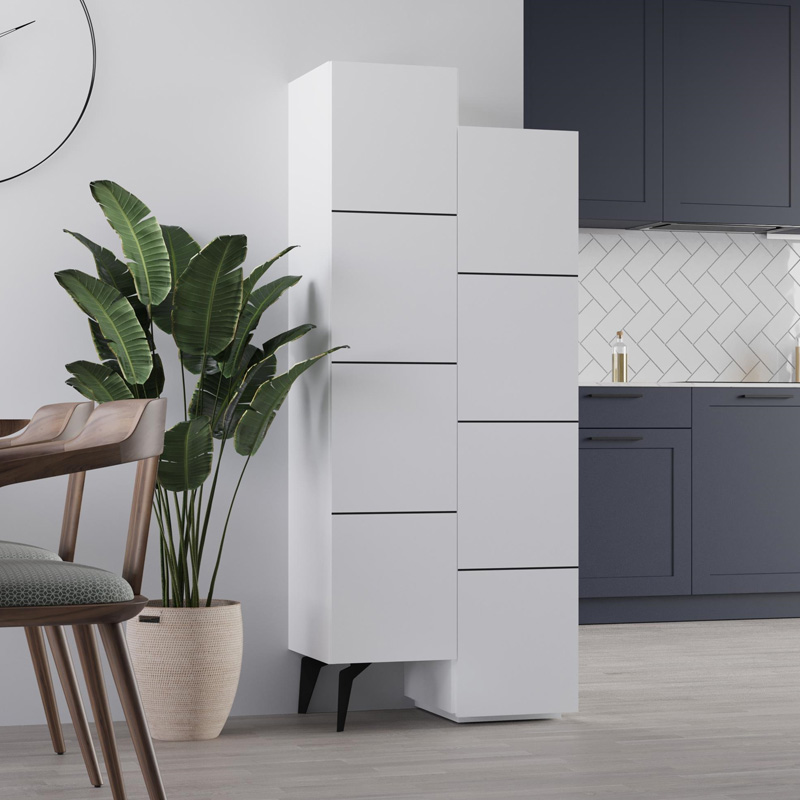 Ντουλάπι κουζίνας/μπάνιου – Παπουτσοθήκη Stair Megapap χρώμα λευκό 62,2×37,4×156εκ.