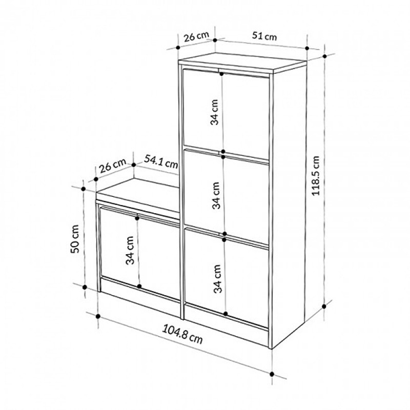Παπουτσοθήκη Dude Megapap χρώμα ανοιχτό καρυδί 104,8x26x118,5εκ. - Image 6