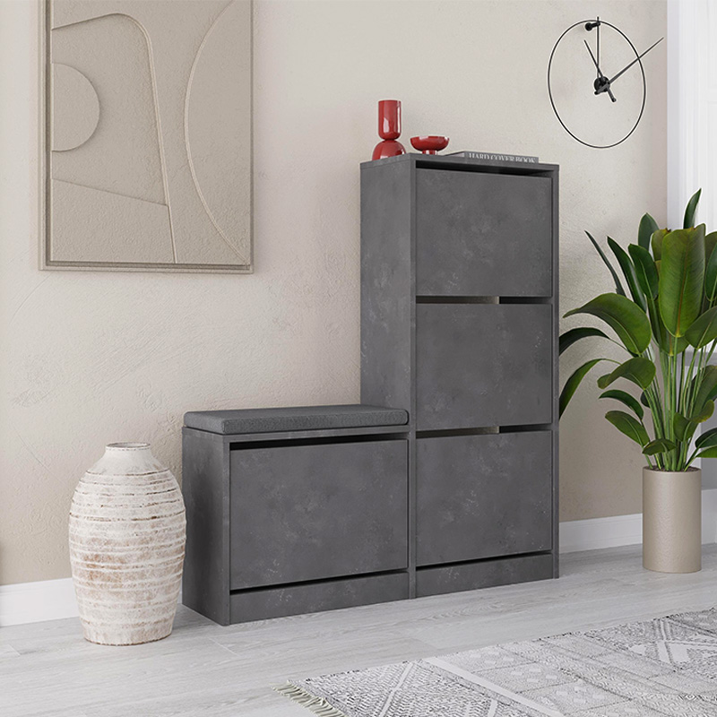 Παπουτσοθήκη Dude Megapap χρώμα γκρι ρετρό104,8x26x118,5εκ.