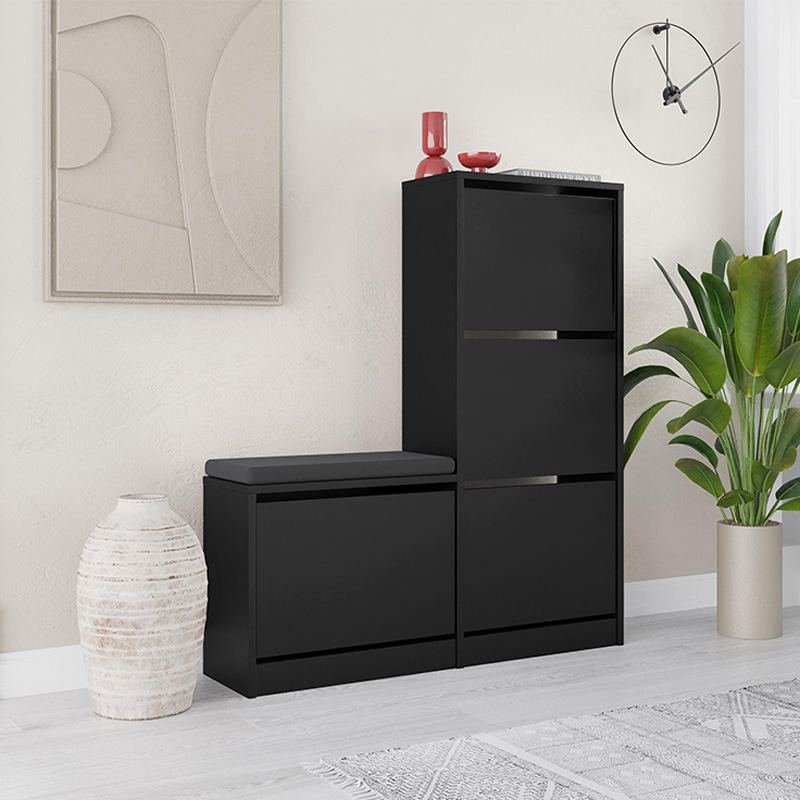 Παπουτσοθήκη Dude Megapap χρώμα μαύρο 104,8x26x118,5εκ.