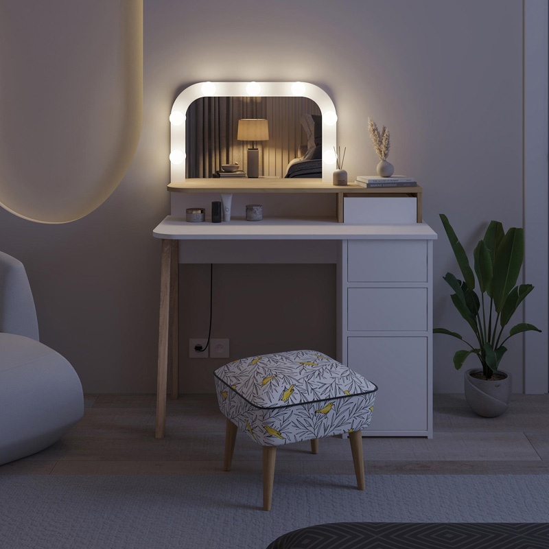 Τουαλέτα με καθρέπτη Avien Megapap με LED χρώμα λευκό - sapphire oak 105x51,1x131εκ. - Image 6