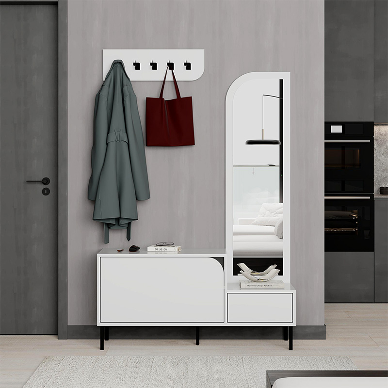 Έπιπλο εισόδου Mila Megapap με κρεμάστρα χρώμα λευκό 120x37x171,6εκ.