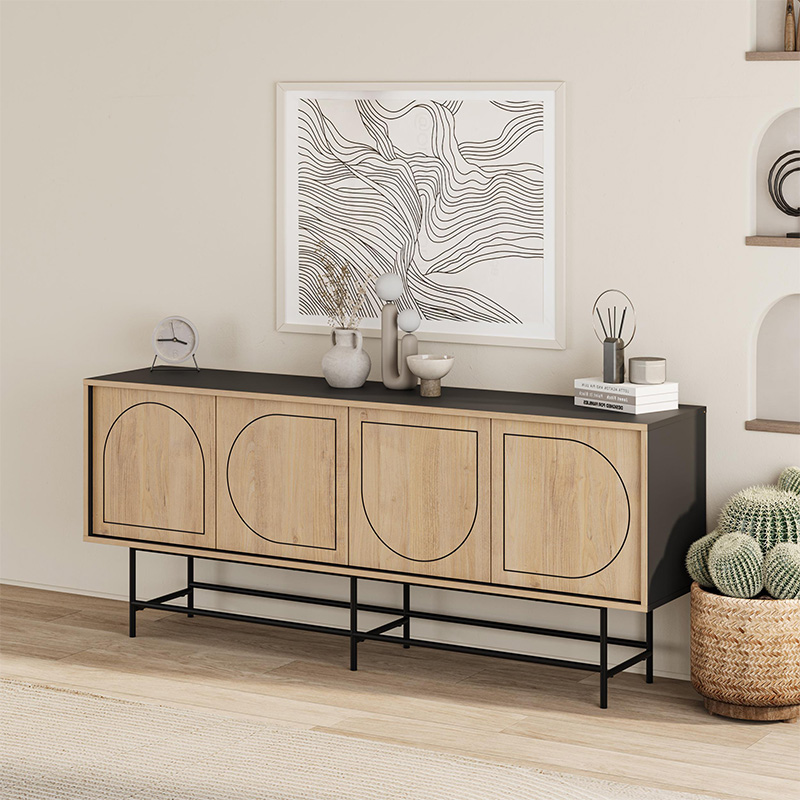 Μπουφές Joji Megapap χρώμα sapphire oak – silky black 186,8x40x77,6εκ.