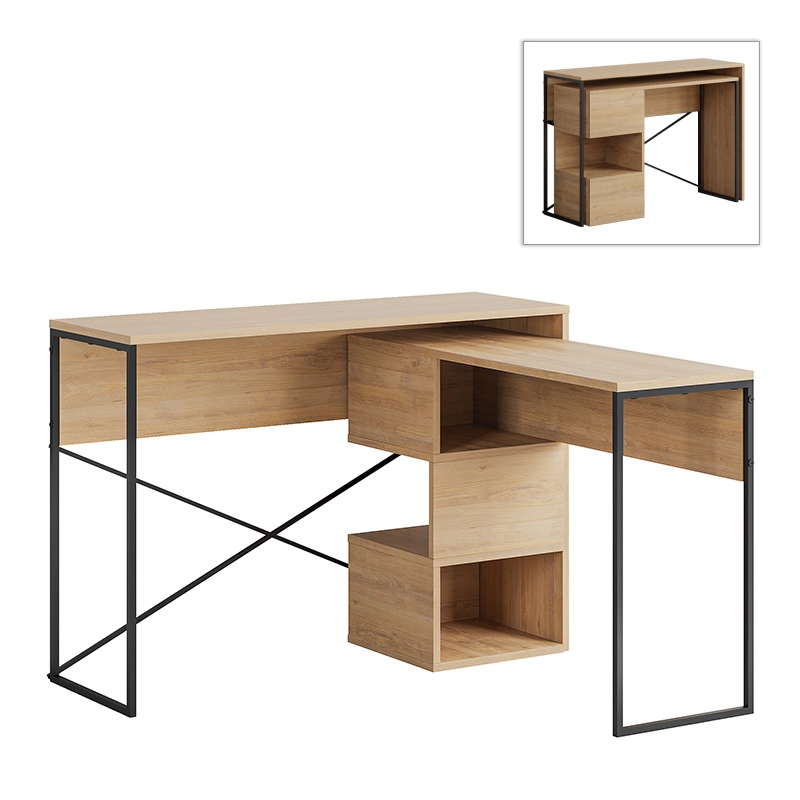 Γραφείο εργασίας πολυμορφικό Badau Megapap χρώμα sapphire oak 110x37,2x77εκ. - Image 6