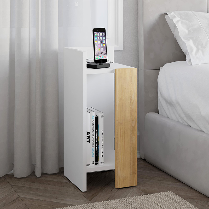 Κομοδίνο Elos Megapap χρώμα λευκό – saphhire oak 30×31,7×55εκ.