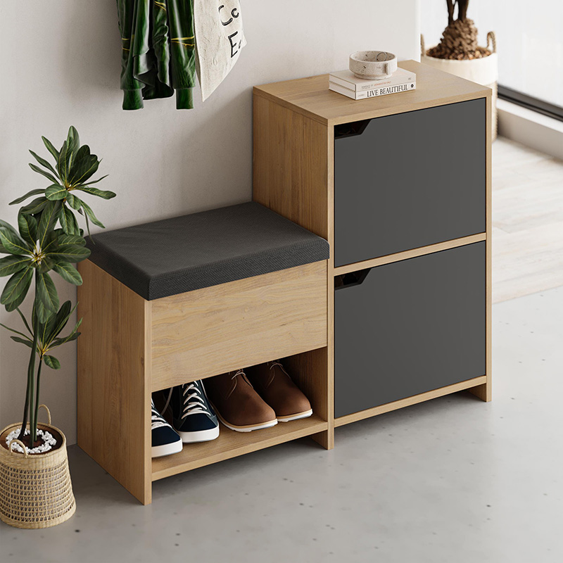 Παπουτσοθήκη Haven Megapap χρώμα sapphire oak – ανθρακί 101x35x80,4εκ.