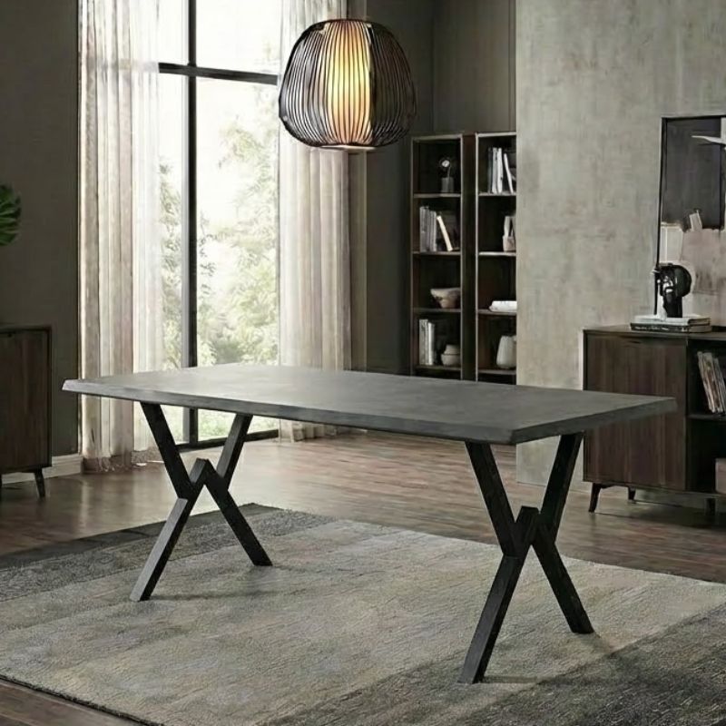 Τραπέζι Walter Megapap Mdf – μεταλλικό χρώμα σκούρο γκρι σκυροδέματος 200x100x75εκ.