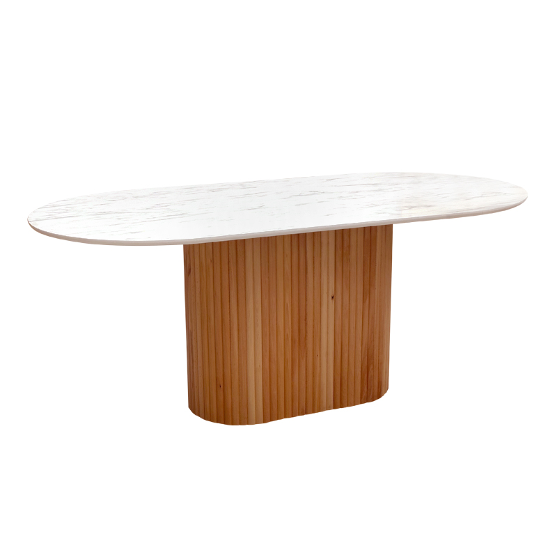 Τραπέζι Borno Megapap χρώμα φυσικό – λευκό εφέ μαρμάρου 180x89x75 εκ.