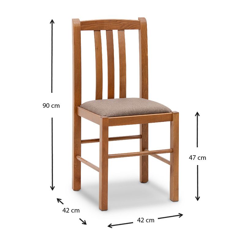 Καρέκλα τραπεζαρίας Derry Megapap από μασίφ ξύλο οξιάς χρώμα καρυδί 42x42x90εκ. - Image 6