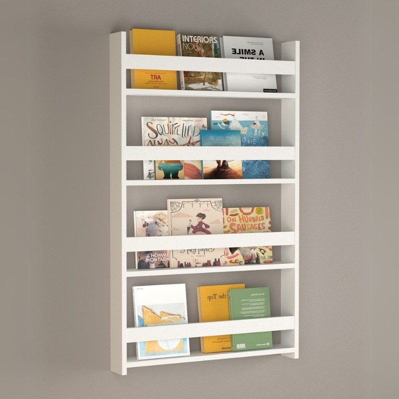 Επιτοίχια βιβλιοθήκη – ραφιέρα Montessori Megapap χρώμα λευκό 74x10x120εκ.