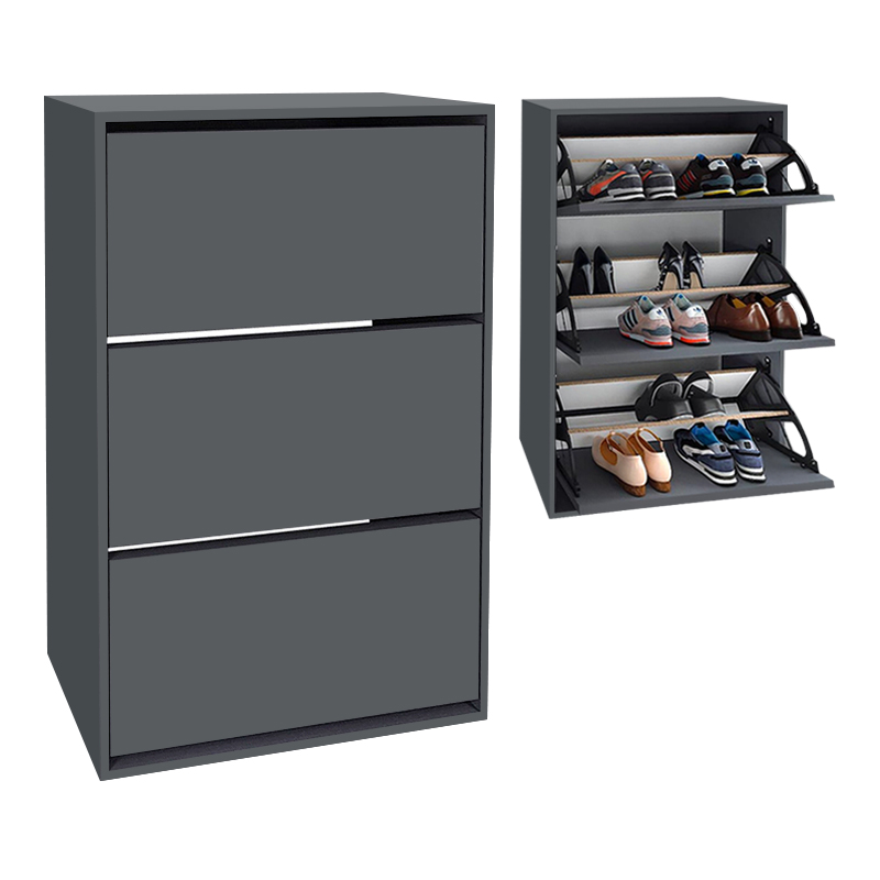 Παπουτσοθήκη Nave Megapap 18 ζευγών χρώμα ανθρακί 73,6x24x110εκ.