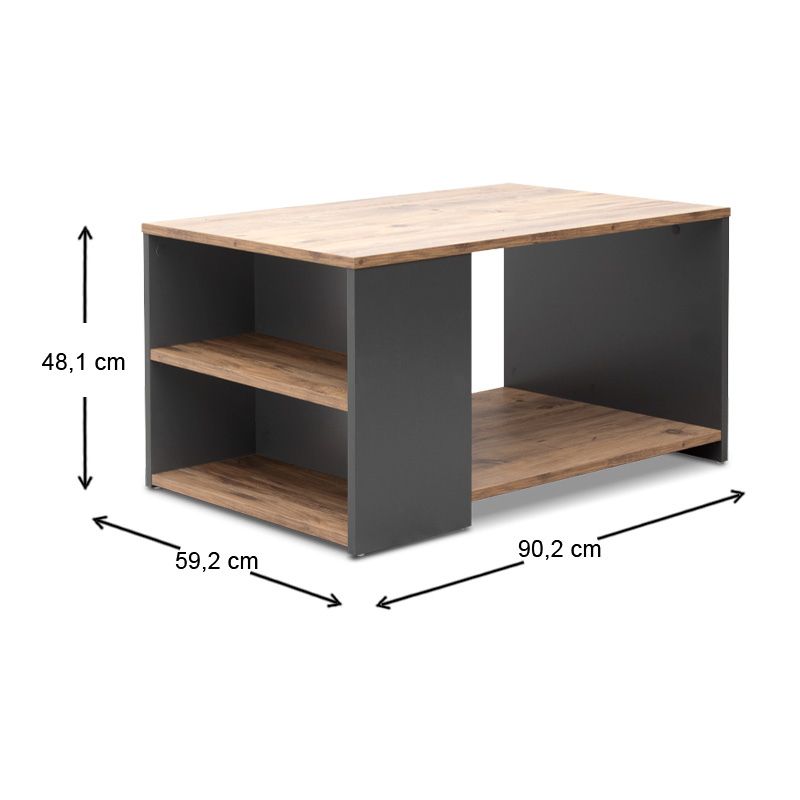Τραπεζάκι σαλονιού Sylvia Megapap χρώμα pine oak - ανθρακί 90,2x59,2x48,1εκ. - Image 6