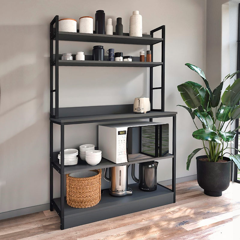 Έπιπλο κουζίνας Foyer Megapap χρώμα μαύρο – ανθρακί 101x36x160,7εκ.