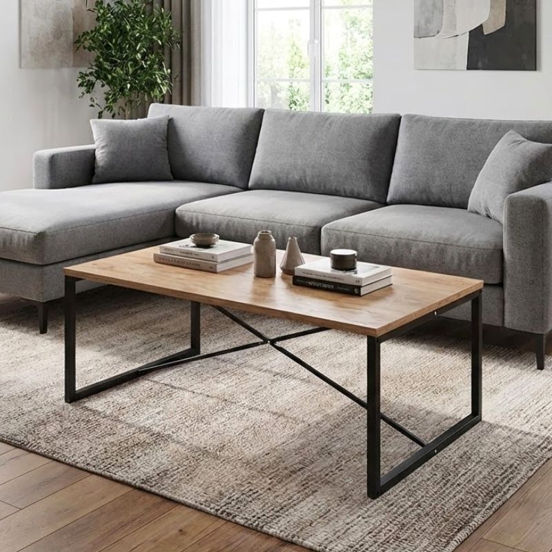 Τραπεζάκι σαλονιού Harte Megapap χρώμα pine oak 100x55x42εκ.