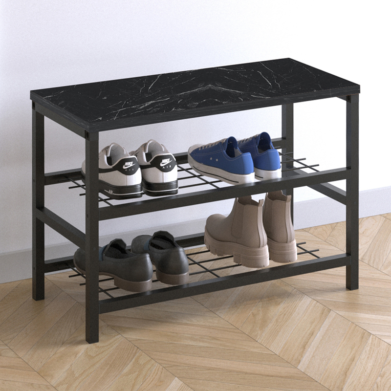 Παπουτσοθήκη Dalia Megapap 6 ζευγών μεταλλική – μελαμίνης χρώμα μαύρο εφέ μαρμάρου 65x30x45εκ.