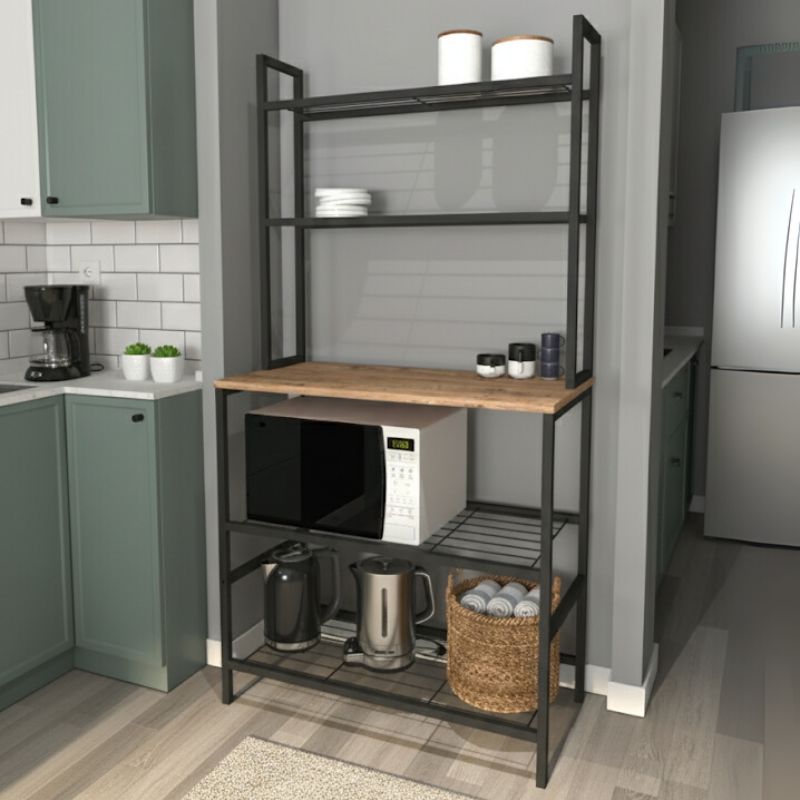 Έπιπλο κουζίνας Mulligan Megapap μεταλλικό – μελαμίνης χρώμα μαύρο – pine oak 81×40,5×160εκ.