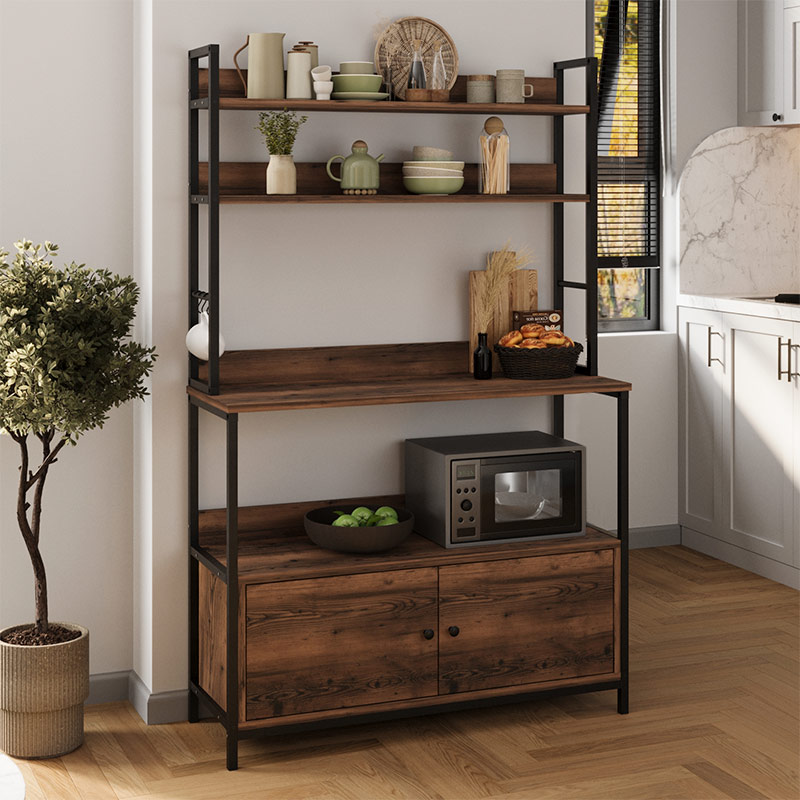 Έπιπλο κουζίνας Severo Megapap μεταλλικό – μελαμίνης χρώμα μαύρο – καπνιστή καρυδιά 101x36x160εκ.