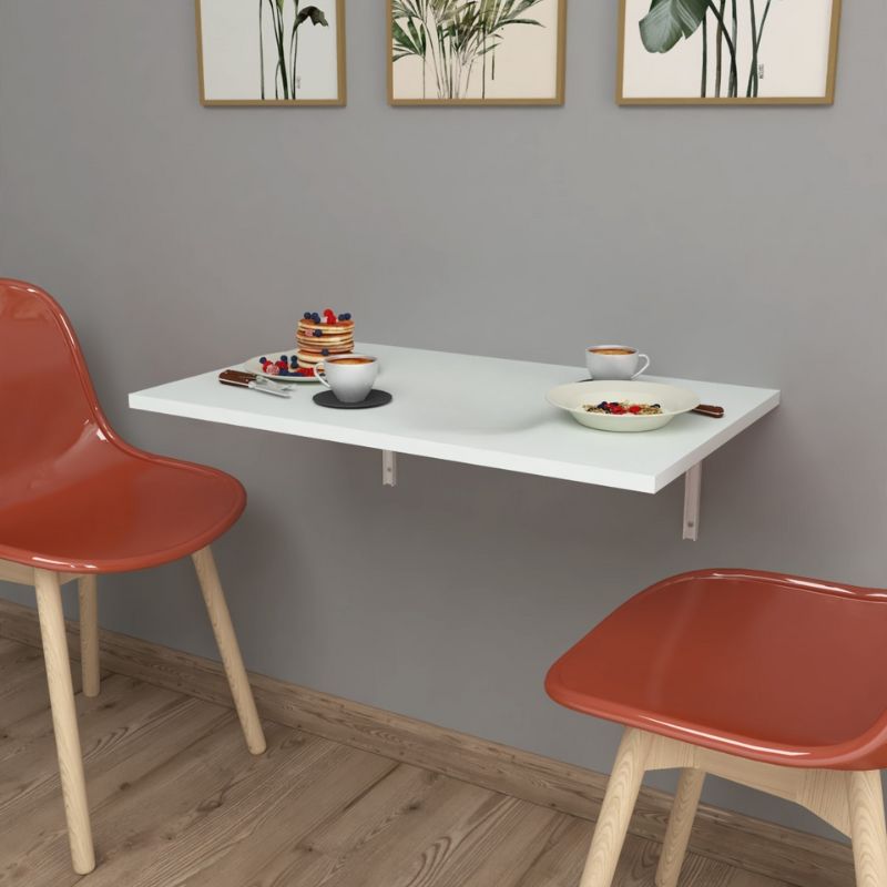Τραπέζι κουζίνας – Γραφείο επιτοίχιο πτυσσόμενο Ravan Megapap χρώμα λευκό 72×45εκ.