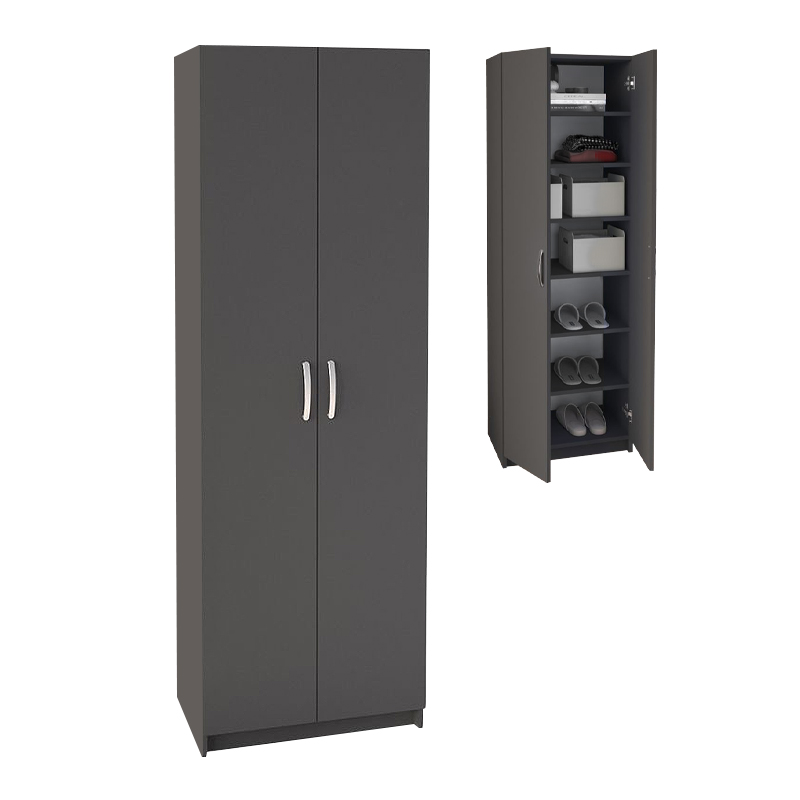 Παπουτσοθήκη Renso Megapap δίφυλλη χρώμα ανθρακί 59,8×37,8×178,5εκ.