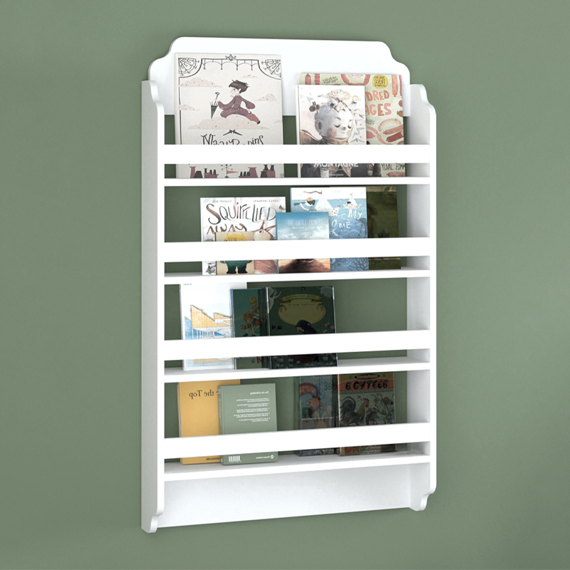 Επιτοίχια βιβλιοθήκη – ραφιέρα Montessori Megapap χρώμα λευκό 80x15x132εκ.