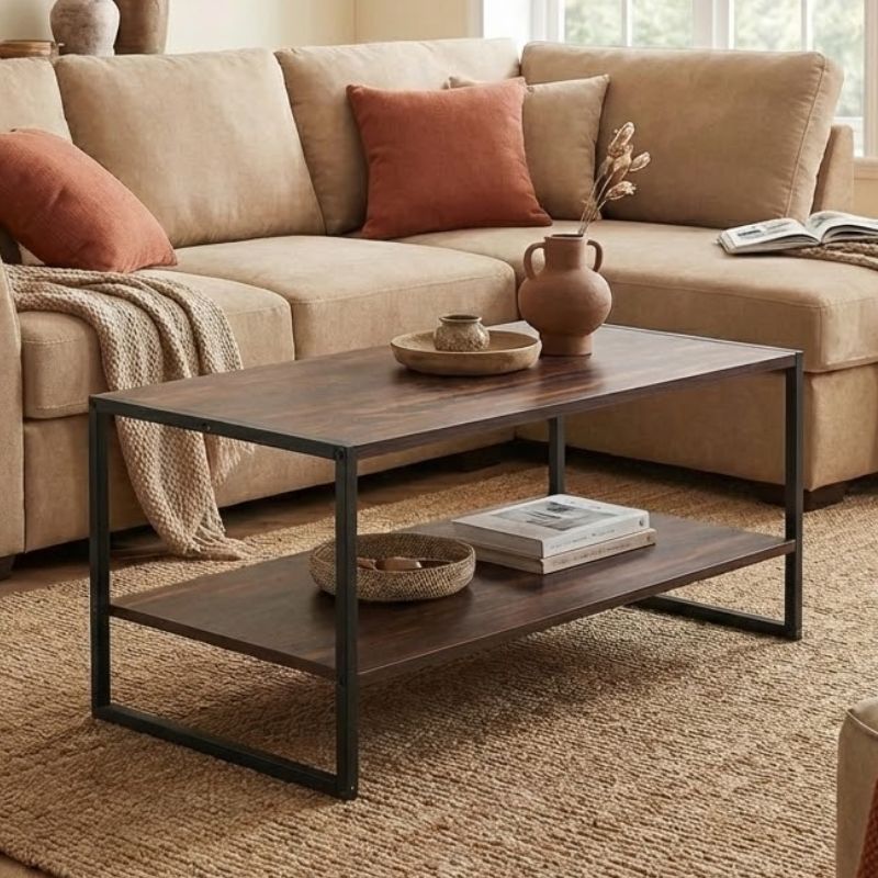 Τραπεζάκι σαλονιού Giza Megapap χρώμα rustic καρυδί 90,2×50,3×50,4εκ.