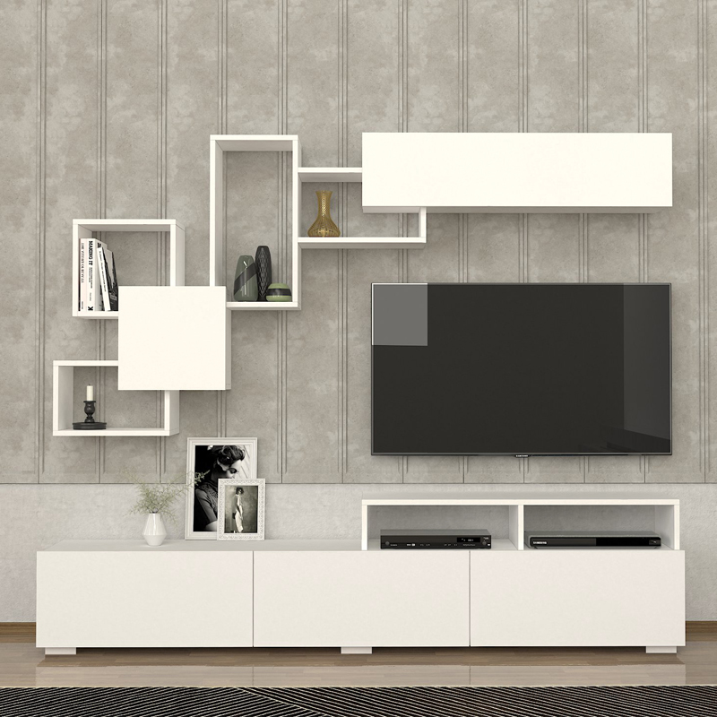 Σύνθεση τηλεόρασης Stamatia Megapap χρώμα λευκό 210×36,8×46,8εκ.