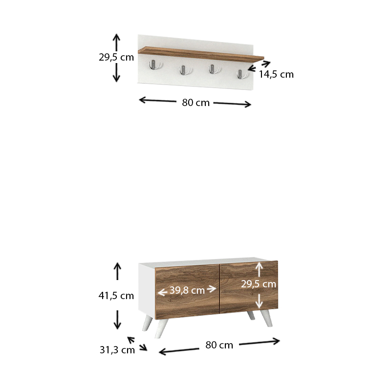 Έπιπλο εισόδου Lores Megapap χρώμα λευκό - καρυδί 80x31,3x41,5εκ. - Image 6