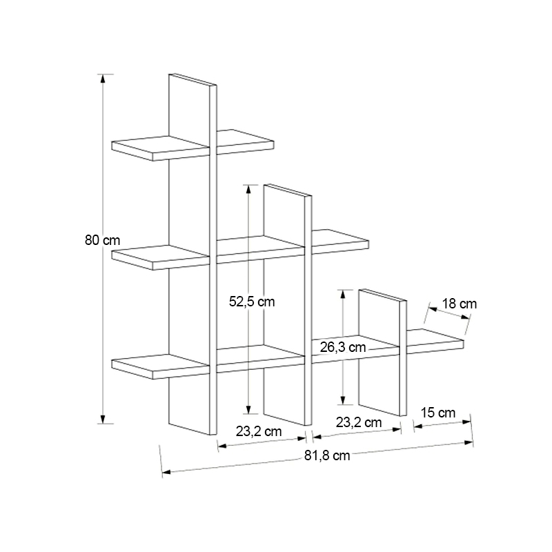 Ραφιέρα τοίχου Juke Megapap χρώμα λευκό 81,8x18x80εκ. - Image 6