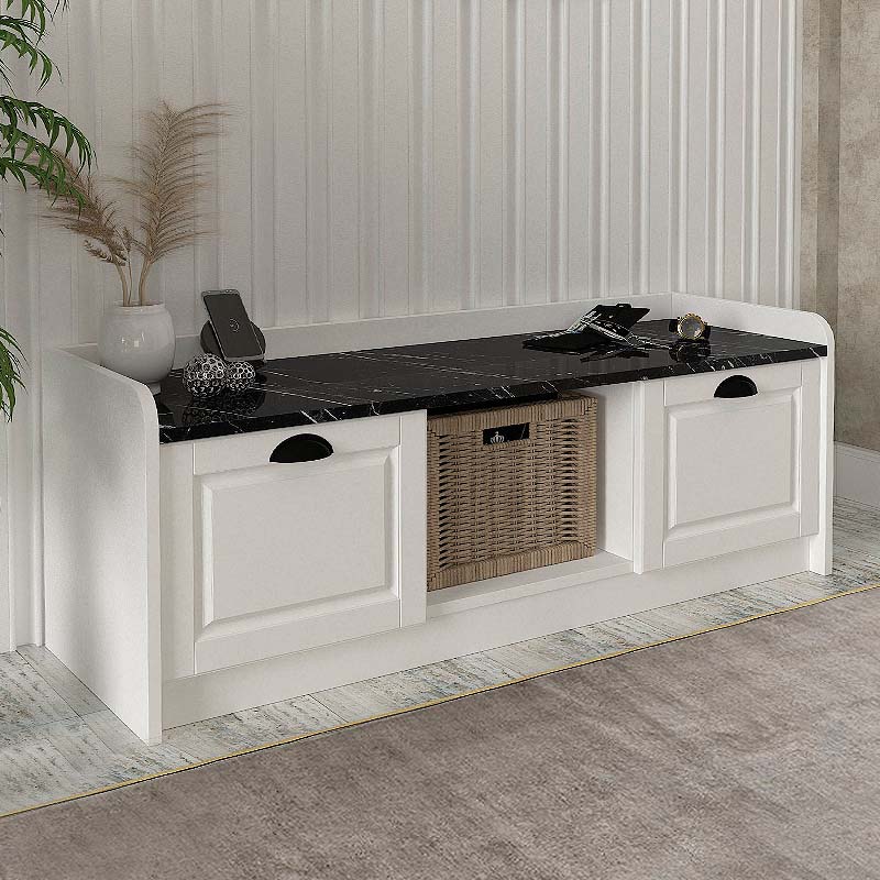 Παπουτσοθήκη Rayne Megapap χρώμα λευκό – μαύρο εφέ μαρμάρου 120x40x45εκ.