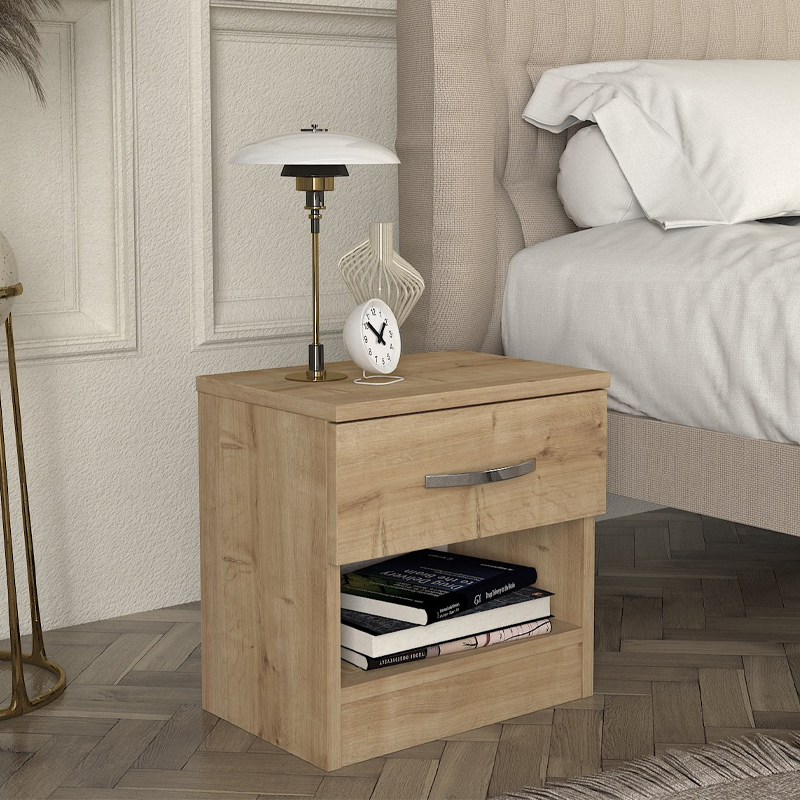 Κομοδίνο Lube Megapap χρώμα sapphire oak 40×28,2×40εκ.