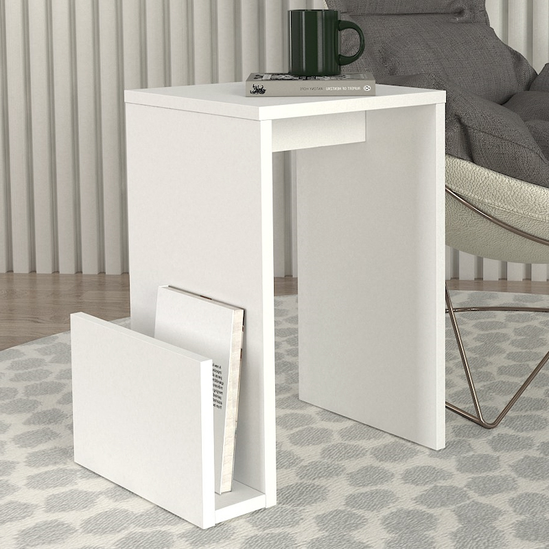 Τραπεζάκι βοηθητικό Regnar Megapap χρώμα λευκό  43,1×33,5×52εκ.