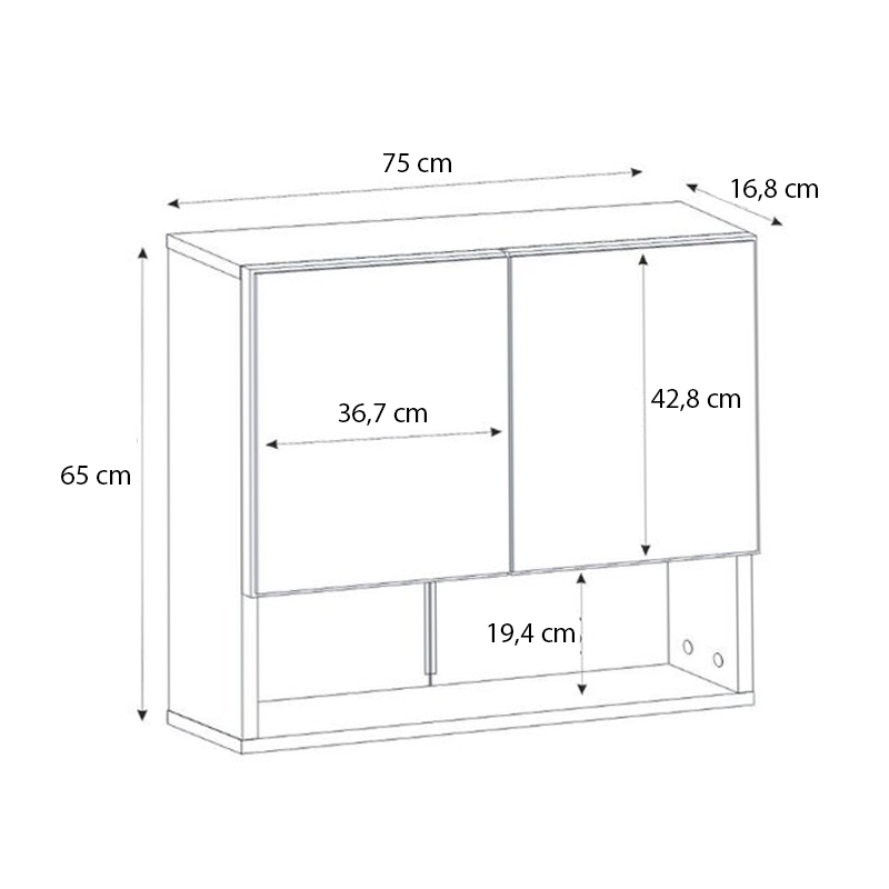 Καθρέπτης μπάνιου Trama Μegapap χρώμα λευκό 75x16,8x65εκ. - Image 6