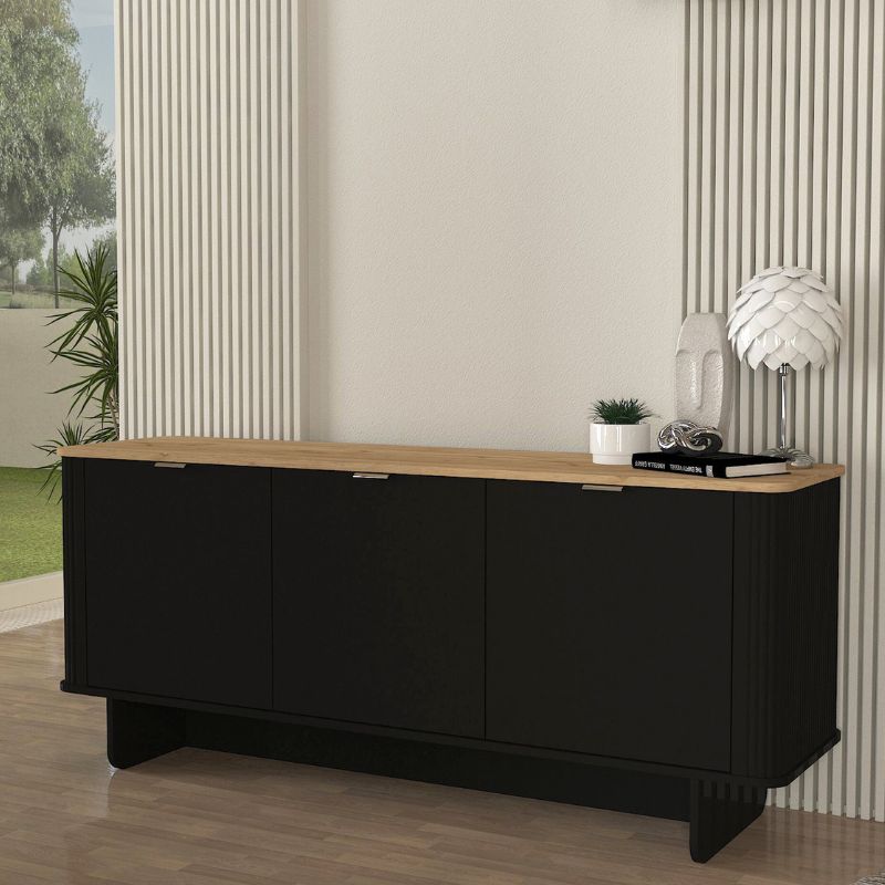 Μπουφές Bohema Megapap χρώμα μαύρο – sepet oak 180x47x76,6εκ.