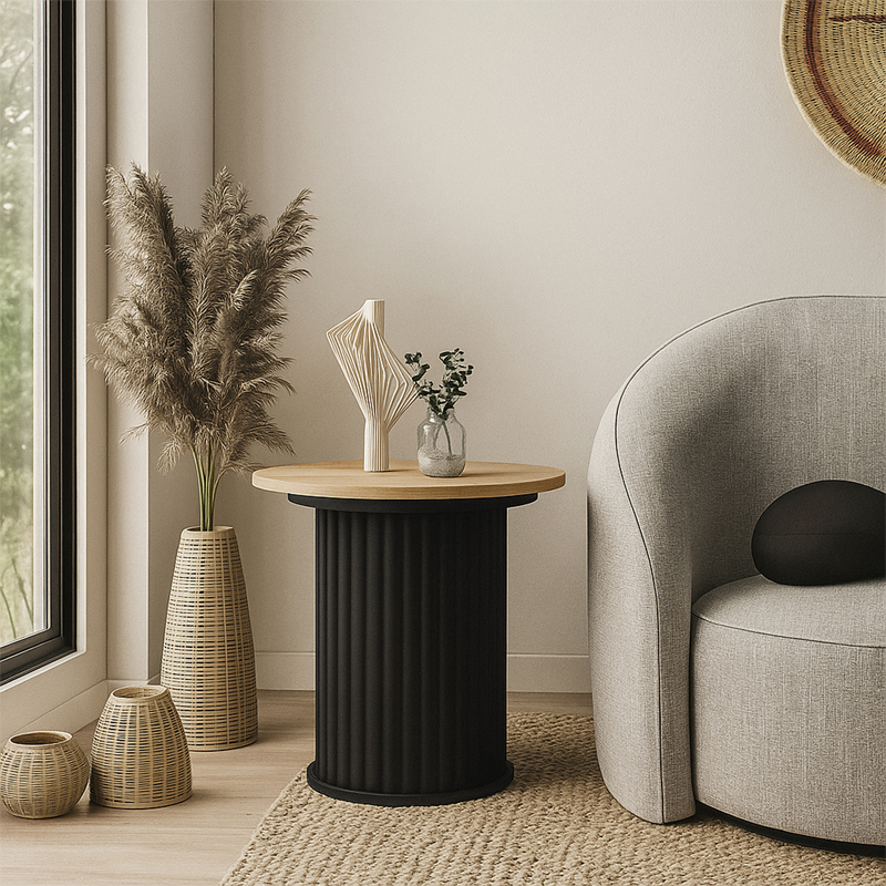 Τραπεζάκι βοηθητικό Bohema Megapap χρώμα μαύρο - sepet oak Ø50x53,2εκ. - Image 6