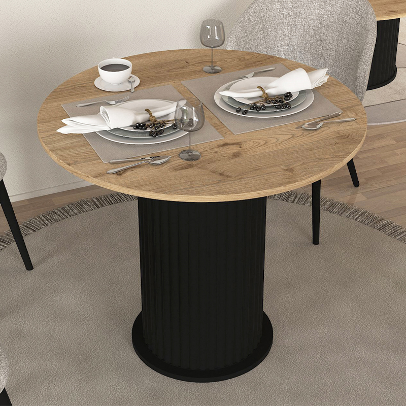 Τραπέζι Bohema Megapap χρώμα μαύρο – sepet oak Ø90×77,7εκ.