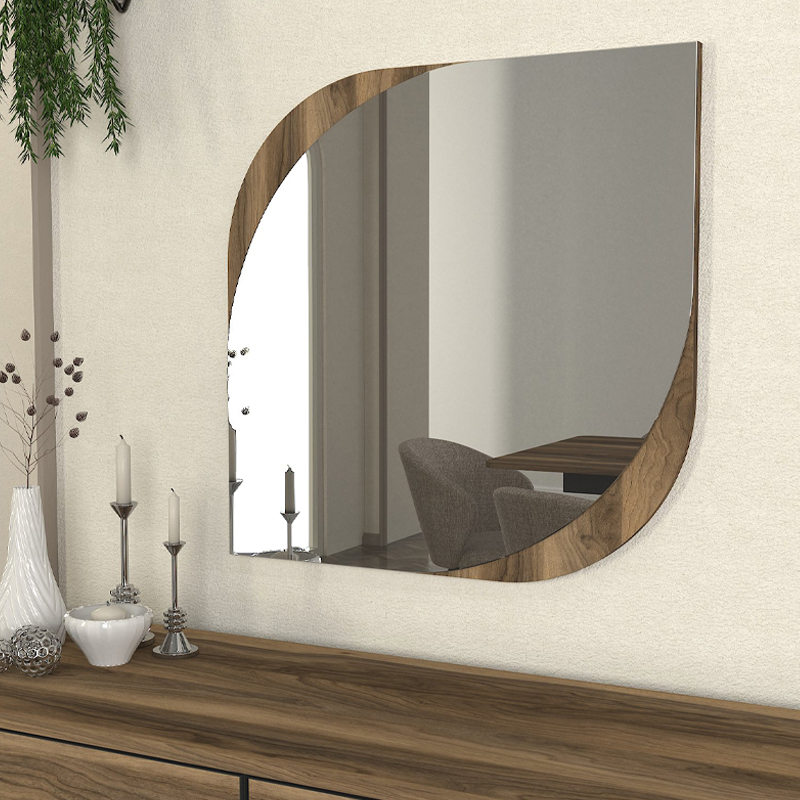 Καθρέπτης τοίχου Lava Μegapap χρώμα καρυδί 70×2,2×70εκ.