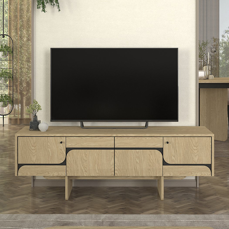 Έπιπλο τηλεόρασης Lava Megapap χρώμα rota oak – ανθρακί 150x35x51,3εκ.