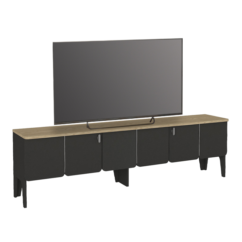 Έπιπλο τηλεόρασης Pedro Megapap χρώμα ανθρακί - rota oak 180x35x50,7εκ. - Image 6