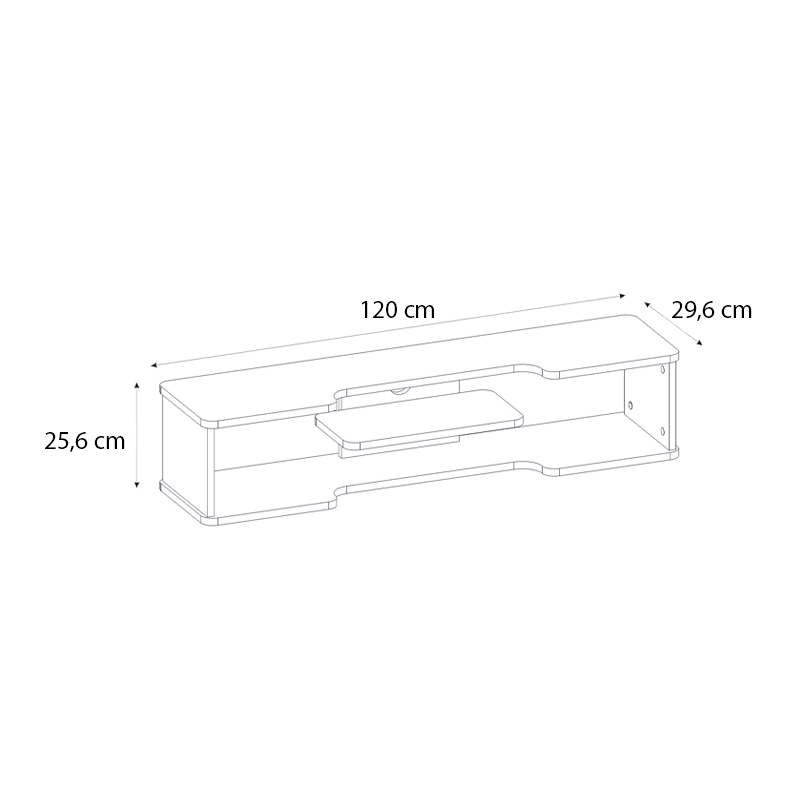 Έπιπλο τηλεόρασης επιτοίχιο Perry Megapap χρώμα λευκό 120x29,6x25,6εκ. - Image 6