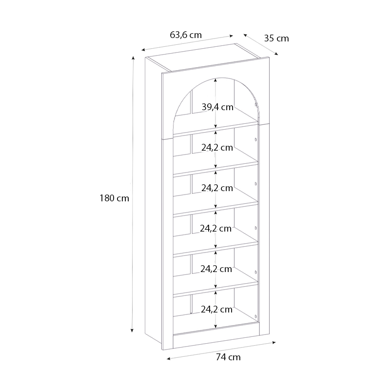 Βιβλιοθήκη Voila Megapap χρώμα λευκό 74x35x180εκ. - Image 6