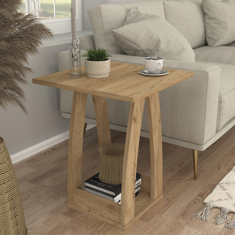 Τραπεζάκι βοηθητικό – Κομοδίνο Deros Megapap χρώμα sepet oak 45x45x56εκ.