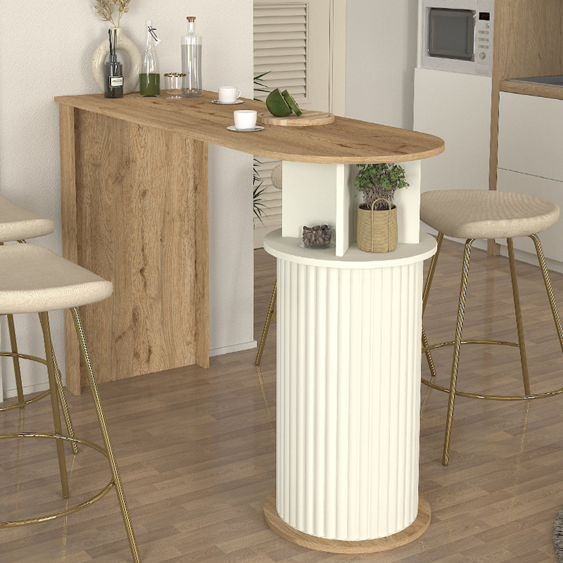 Τραπέζι μπαρ Bohema Megapap χρώμα sepet oak – ivory 150×51,6×101,8εκ.