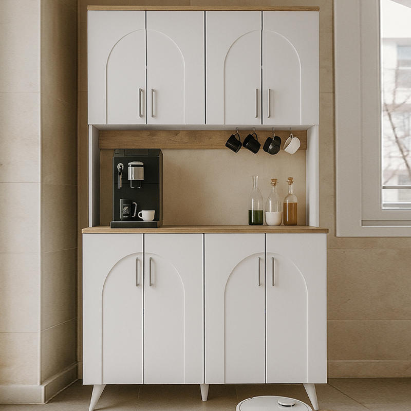 Έπιπλο κουζίνας Kalira 4 Megapap χρώμα λευκό – rota oak 120x40x196εκ.