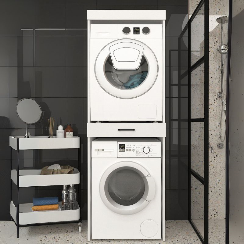 Έπιπλο πλυντηρίου - στεγνωτηρίου Fika Megapap χρώμα λευκό 67x61,8x198,5εκ. - Image 6