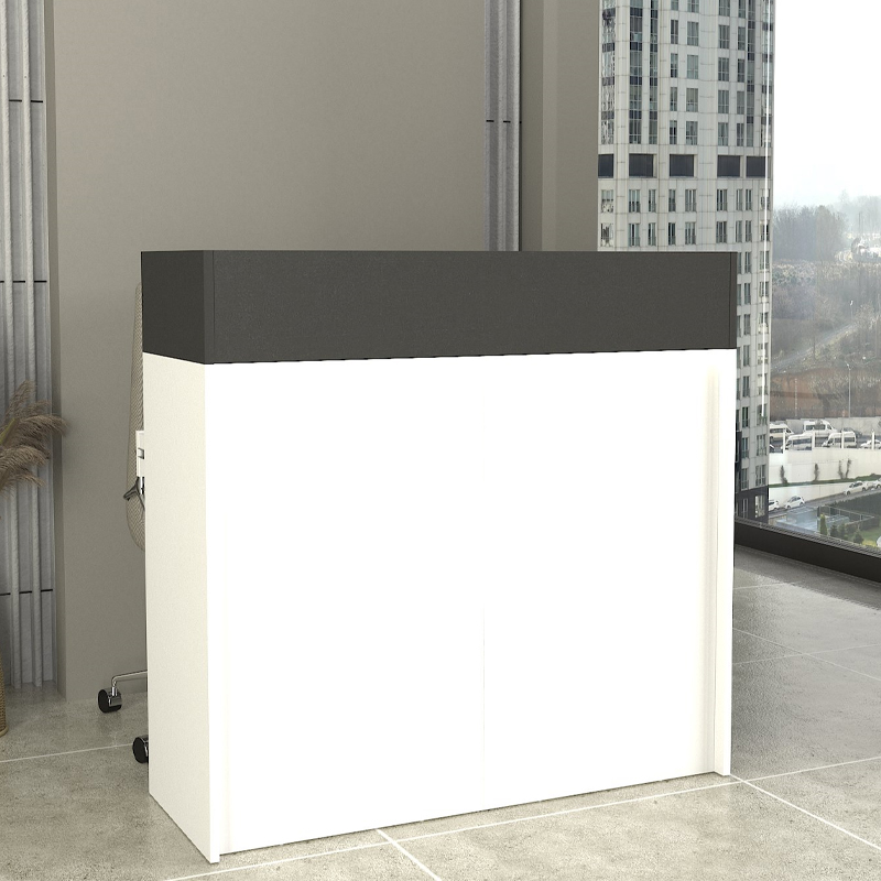 Γραφείο υποδοχής – reception Wilko Megapap με LED χρώμα λευκό – ανθρακί 113,6x42x110εκ.