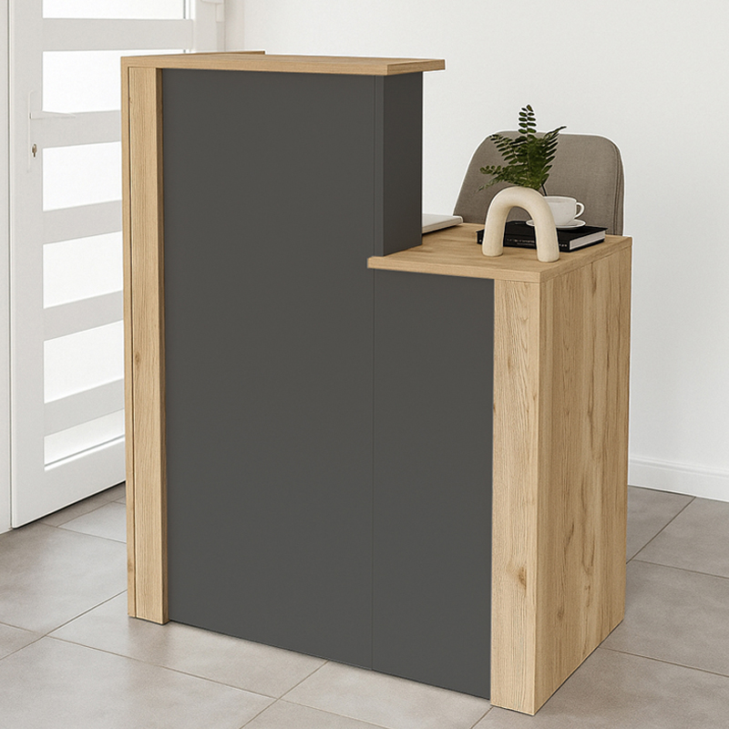 Γραφείο υποδοχής – reception Enter Megapap χρώμα sepet oak – ανθρακί 86,9x40x110,3εκ.