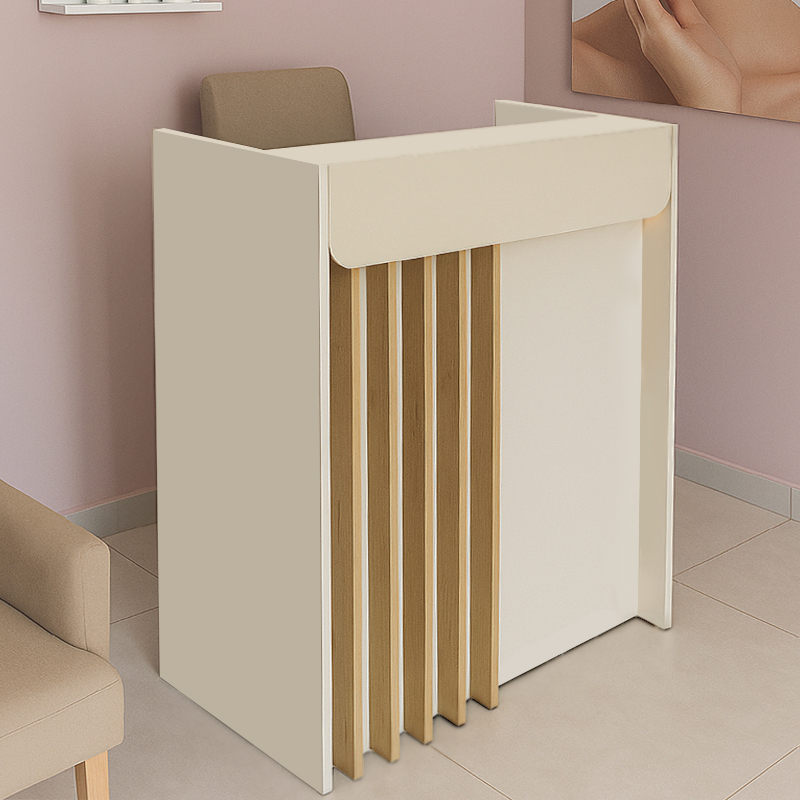 Γραφείο υποδοχής – reception Karibu Megapap με LED χρώμα sandstone – sepet oak 90x40x100εκ.