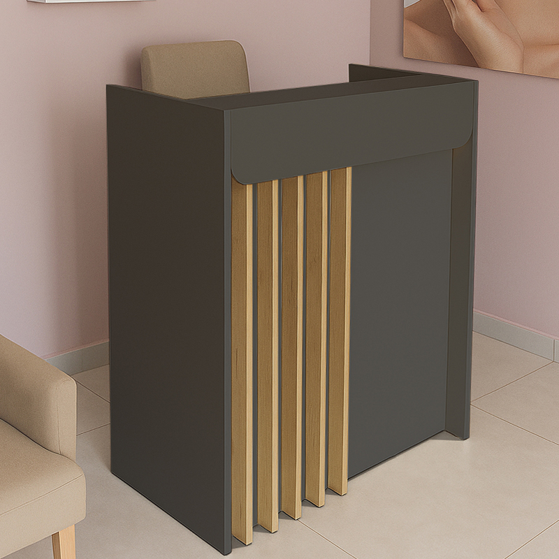 Γραφείο υποδοχής – reception Karibu Megapap με LED χρώμα ανθρακί – sepet oak 90x40x100εκ.