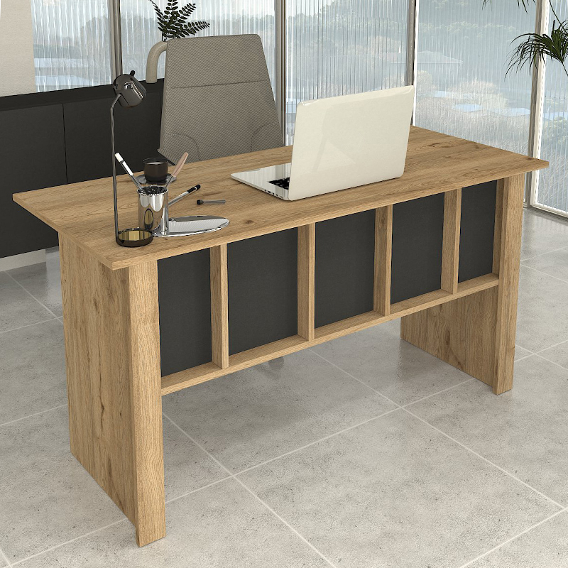 Γραφείο εργασίας Nika Megapap χρώμα sepet oak – ανθρακί 140x60x75εκ.